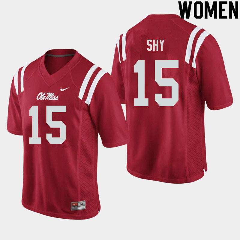 Women #15 Sellers Shy Ole Miss Rebels College Football Jerseys Sale-Red